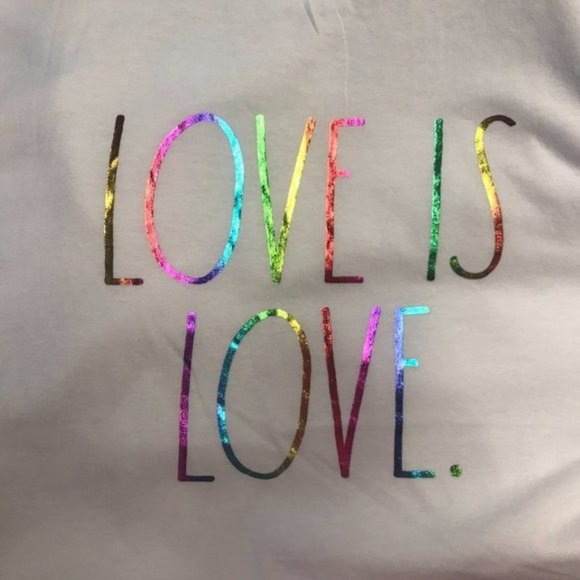 Rae Dunn Women's Short Sleeve T-Shirt - LOVE WINS  in White  - Size 2X - Picture 2 of 5
